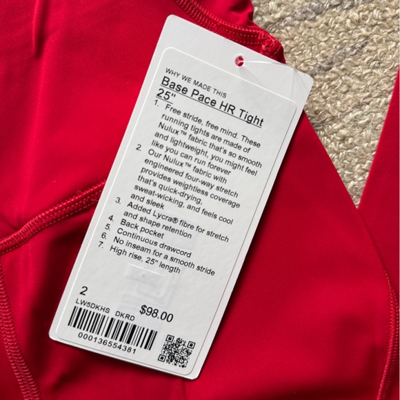 NWT Lululemon Base Pace HR Tight 25” - Picture 3 of 4